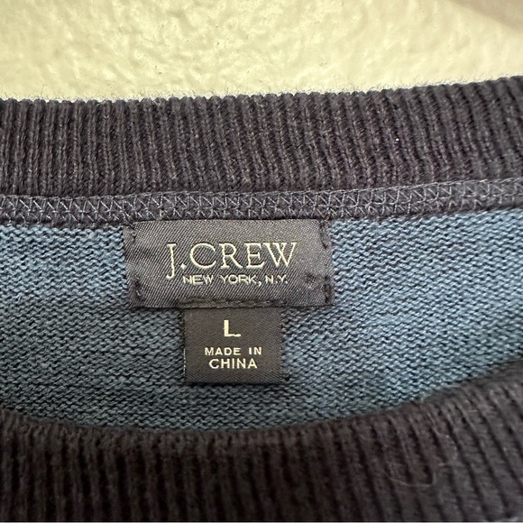 J. Crew Sweater Men's Large Navy Cotton Crewneck Classic Long Sleeves - Picture 3 of 6